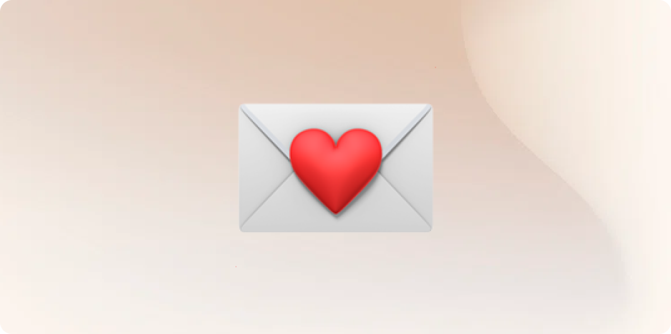 envelope emoji behind beige background